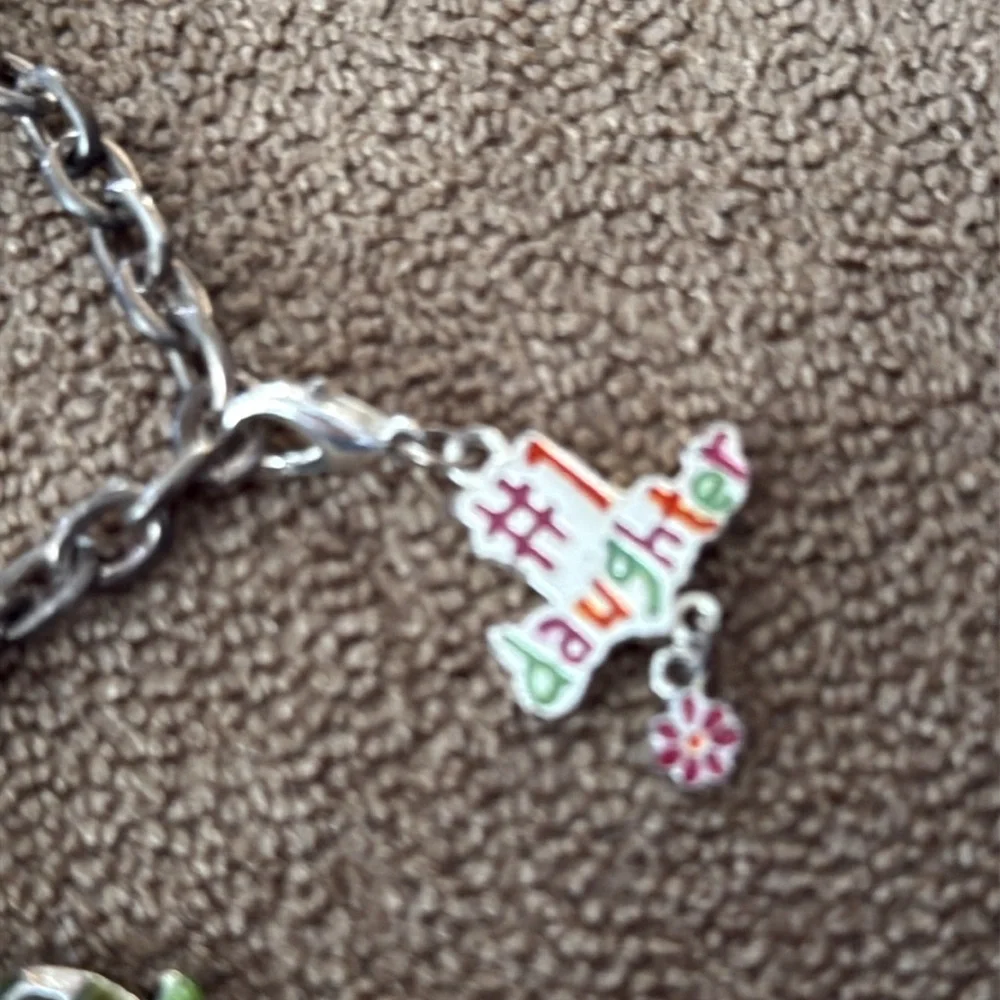 Claire’s Charm Bracelet Silver Tone Gymnastics, Daughter, Ballet, Turtle (TD)